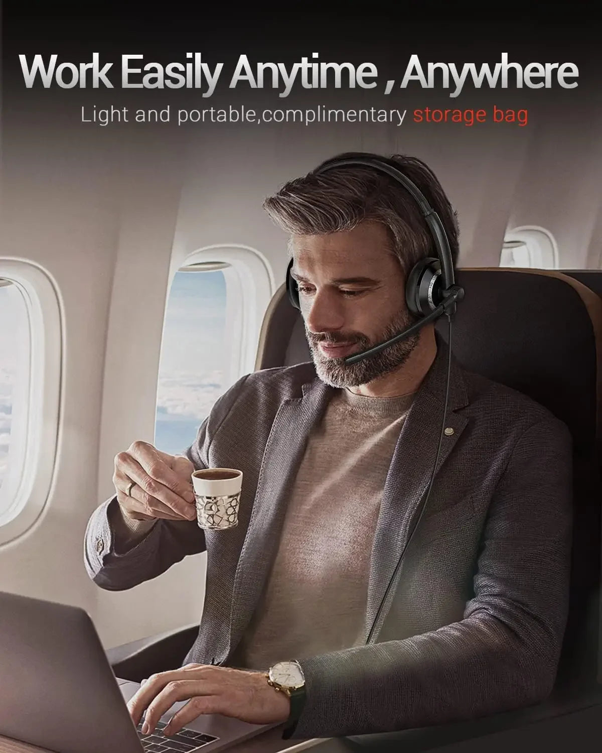 BINNUNE EH05 Wired USB Headset With Noise Cancelling Microphone