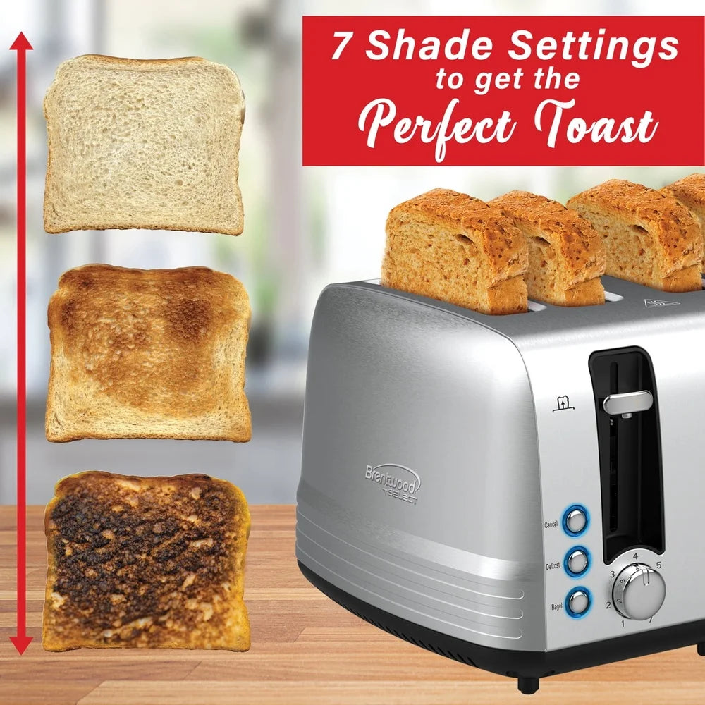 4 Slice Stainless Steel Toaster Bagel Defrost 7 Shade