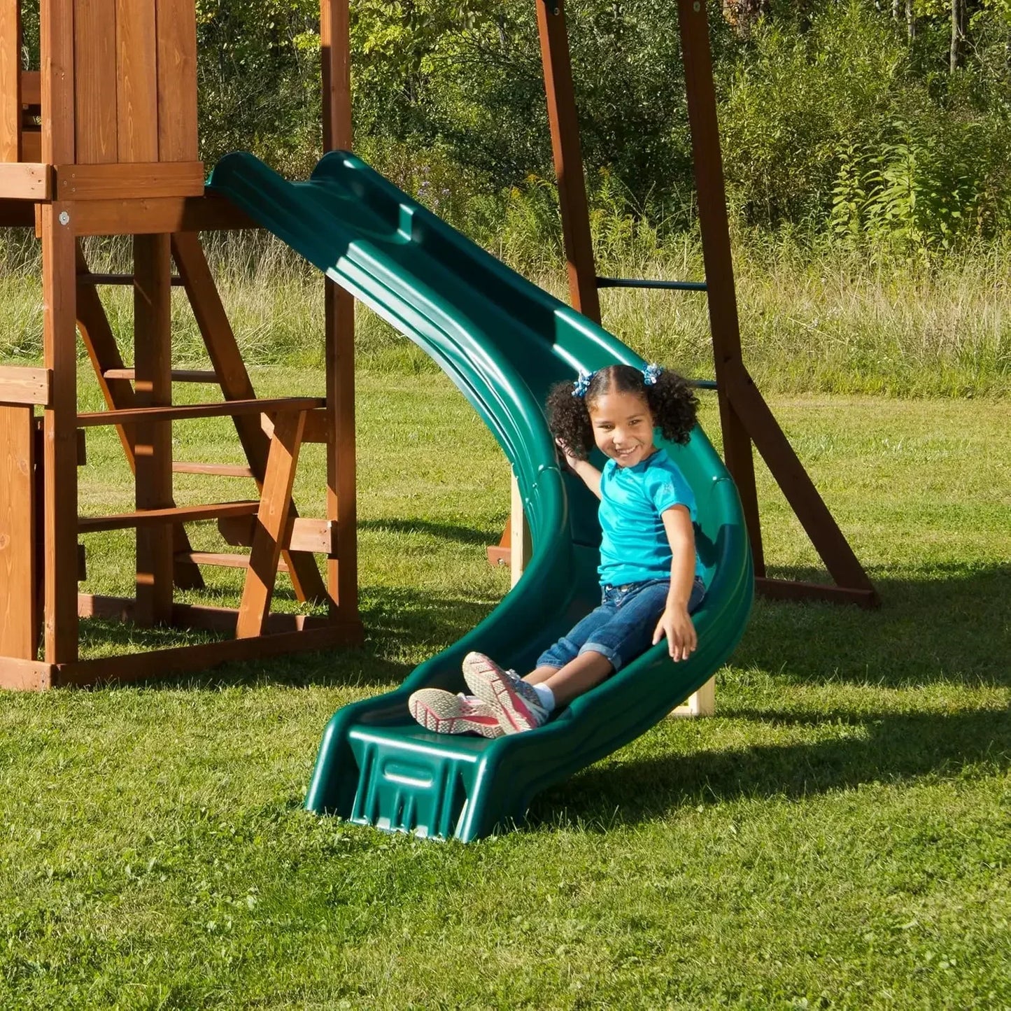 Swing Set With Two Swings Slide Monkey Bars Picnic Glider