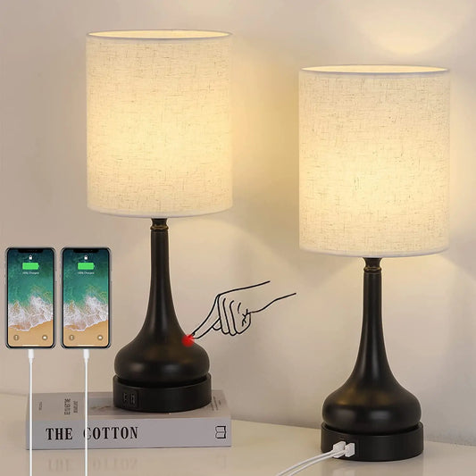 Angie's Home Store Bedside Lamp Duo With USB Charging Ports