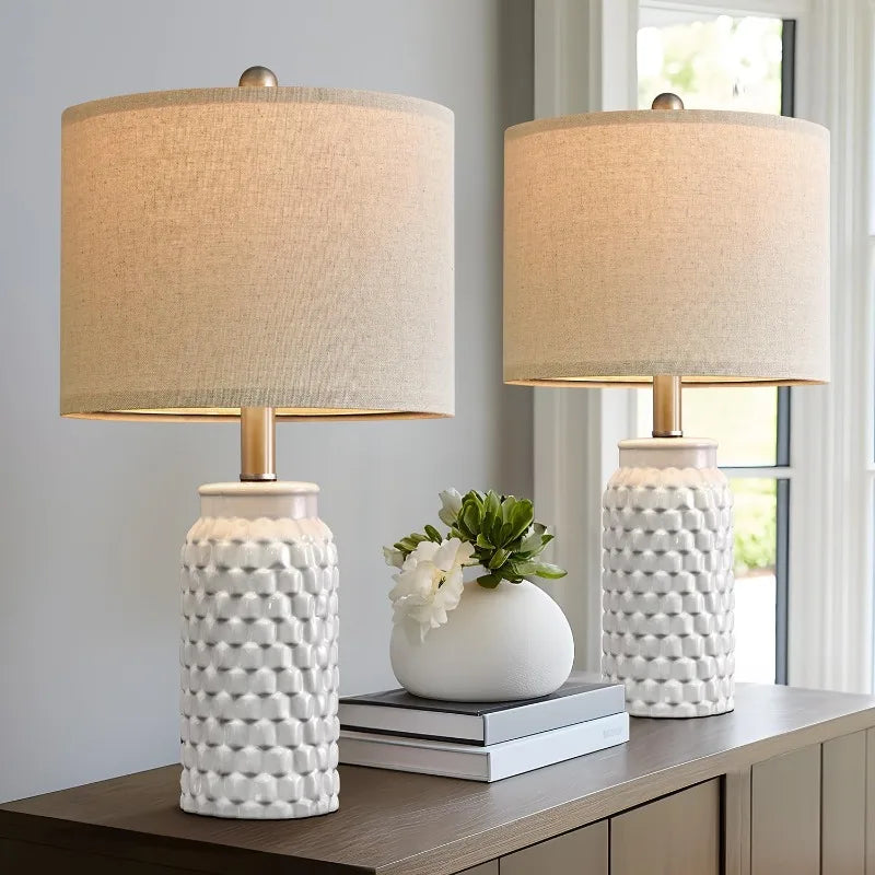 Modern Ceramic Bedside Lamp Set For Bedroom And Living Room