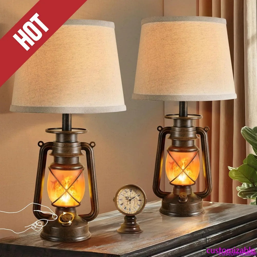 Angie's Home Store Customizable LED Vintage Lantern Table Lamps