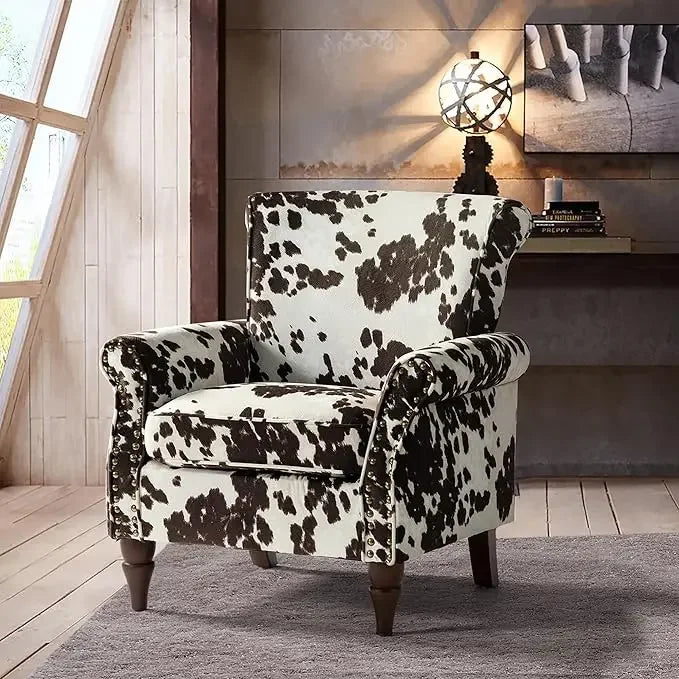 Modern Wingback Accent Chair With Wood Legs And Nailhead Trim