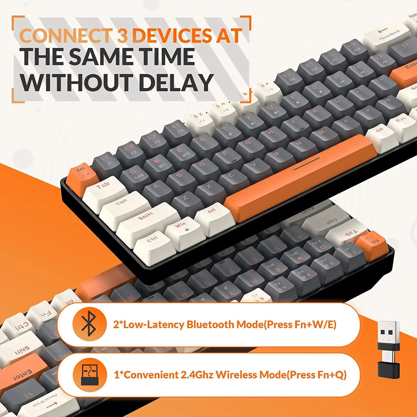 Attack Shark RK68 Wireless Mechanical Keyboard Bluetooth 5.0 2.4GHz Dual Mode
