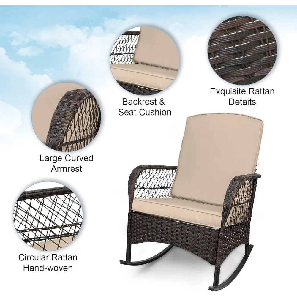 Leveleve Outdoor Rocking Bistro Set 3-Piece With Glass Table