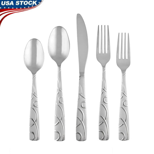 XMSJ 45 Piece Stainless Steel Flatware Set Service For 8 With Serving Pieces
