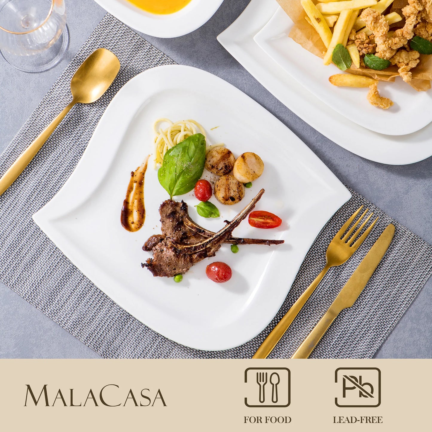 MALACASA Porcelain Dinner Set With Cups And Saucers Tableware