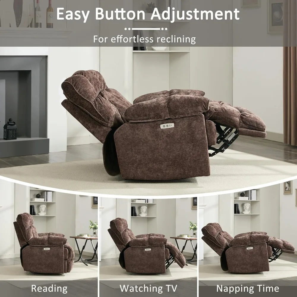 HUANZHUANG Oversized Rocker Recliner With Power Swivel