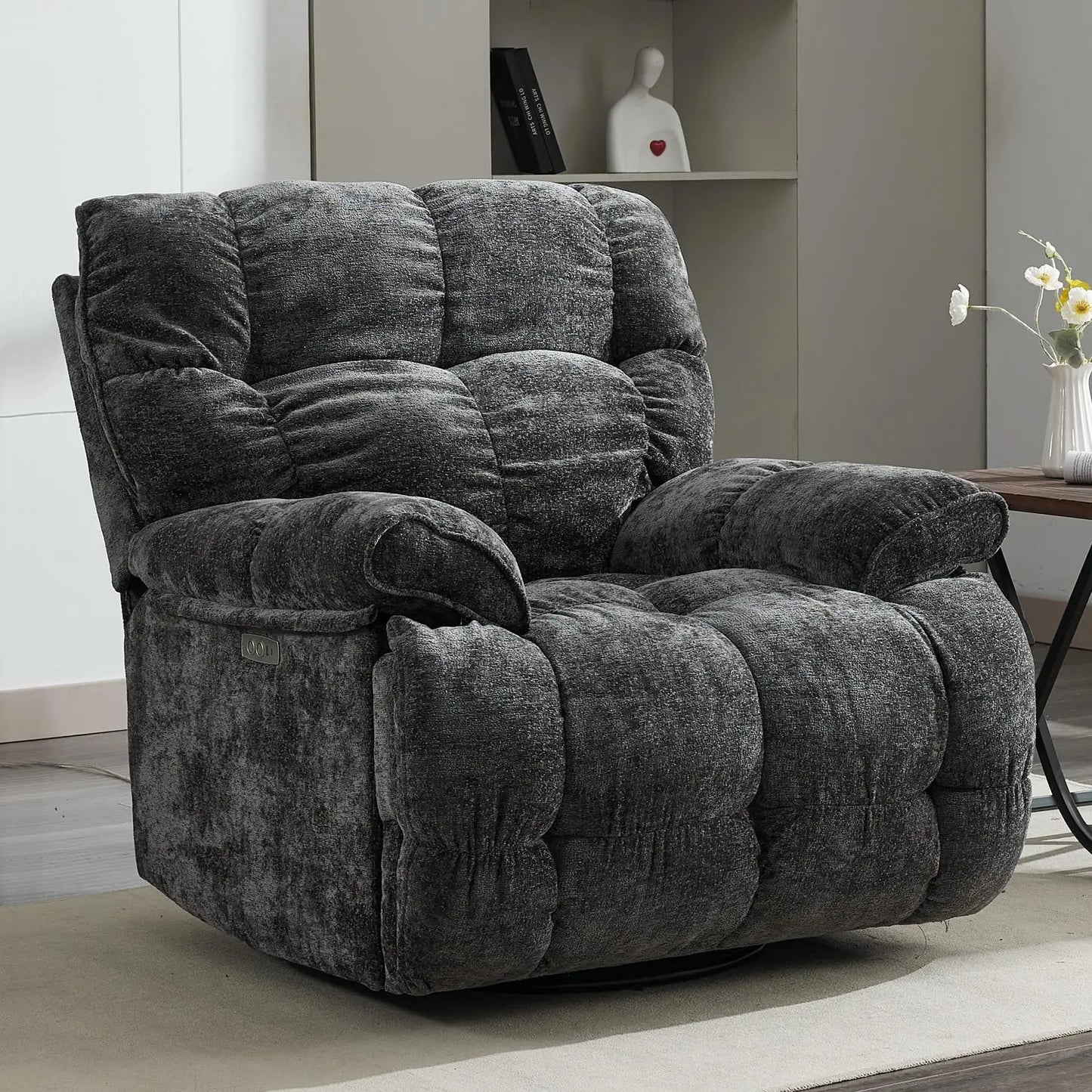 HUANZHUANG Oversized Rocker Recliner With Power Swivel