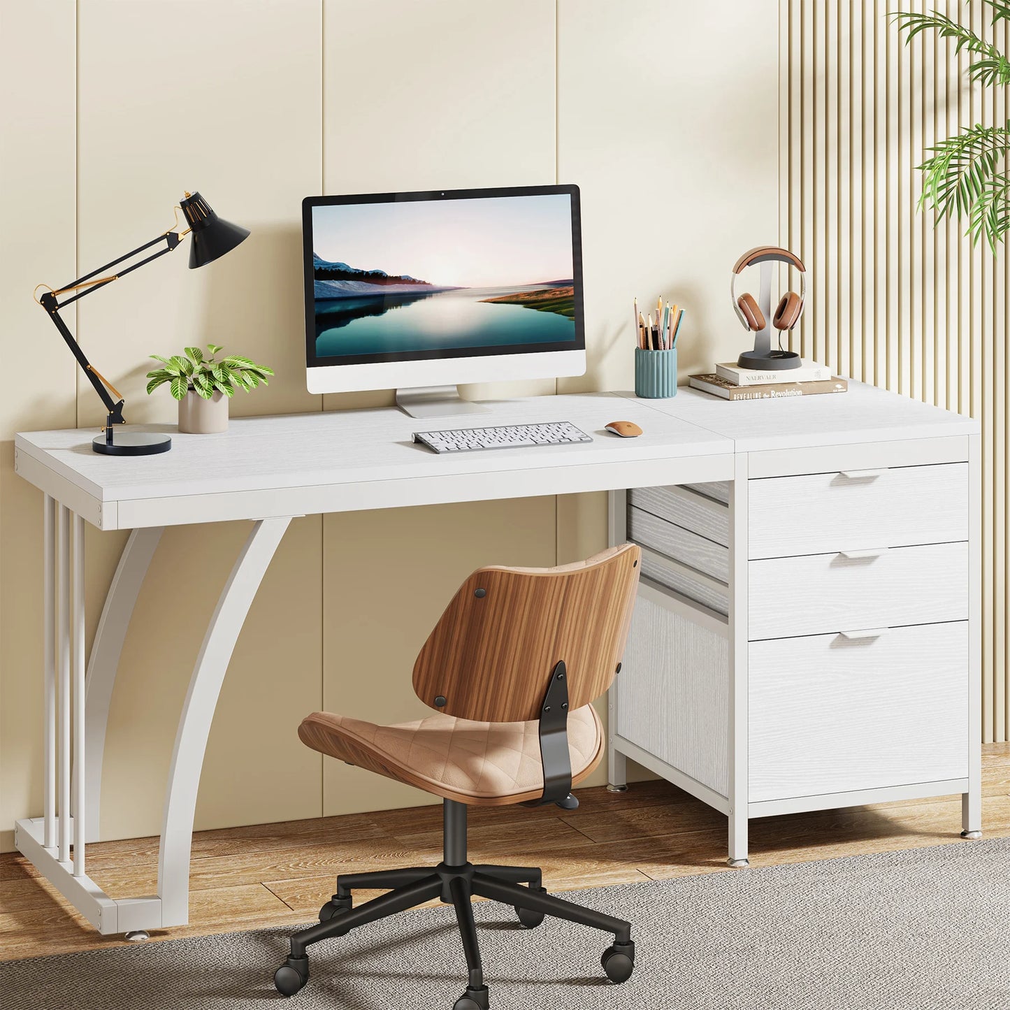 Tribesigns Computer Desk With 3 Drawers And Reversible Drawers