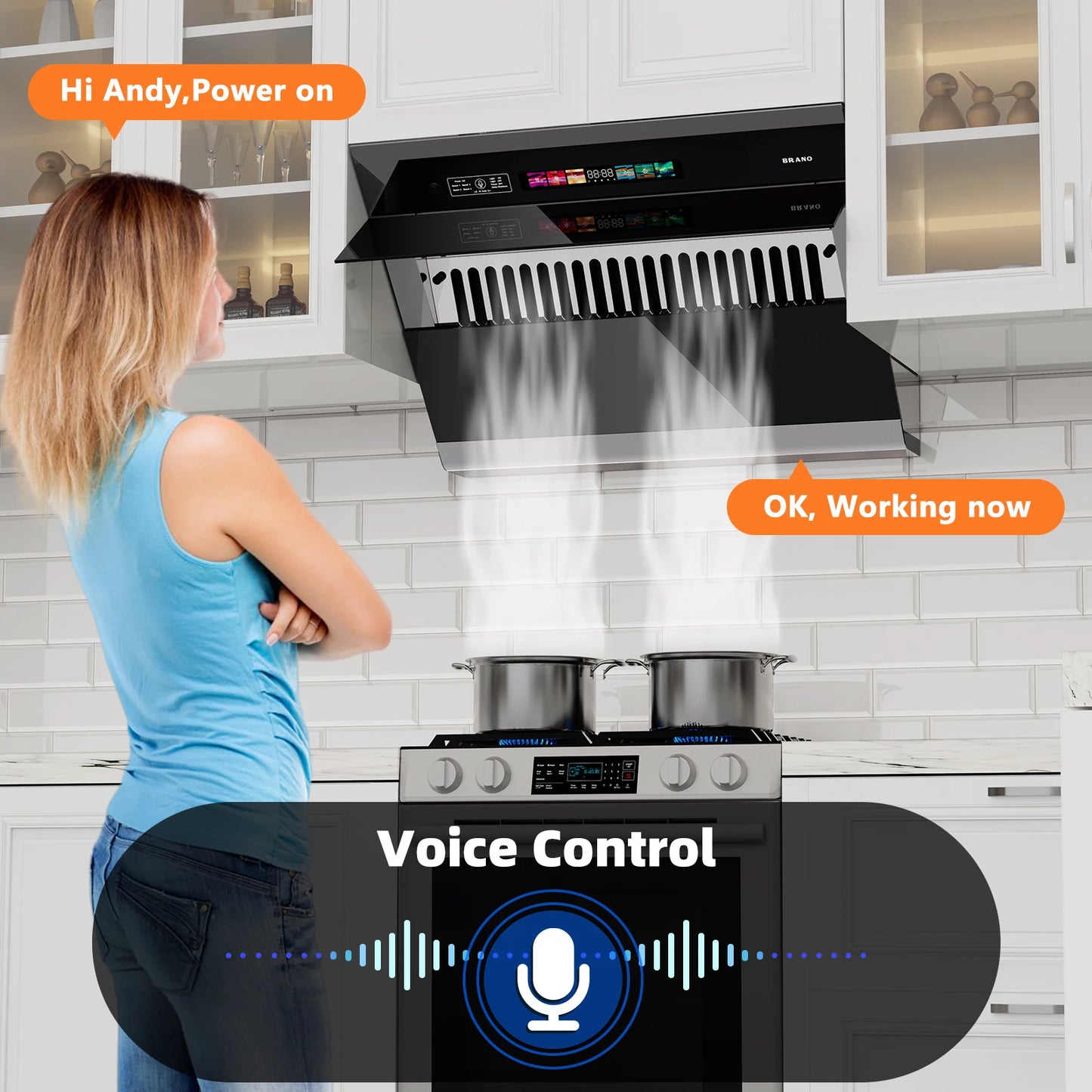 Brano Range Hood 900 CFM Side Draft With Voice Control