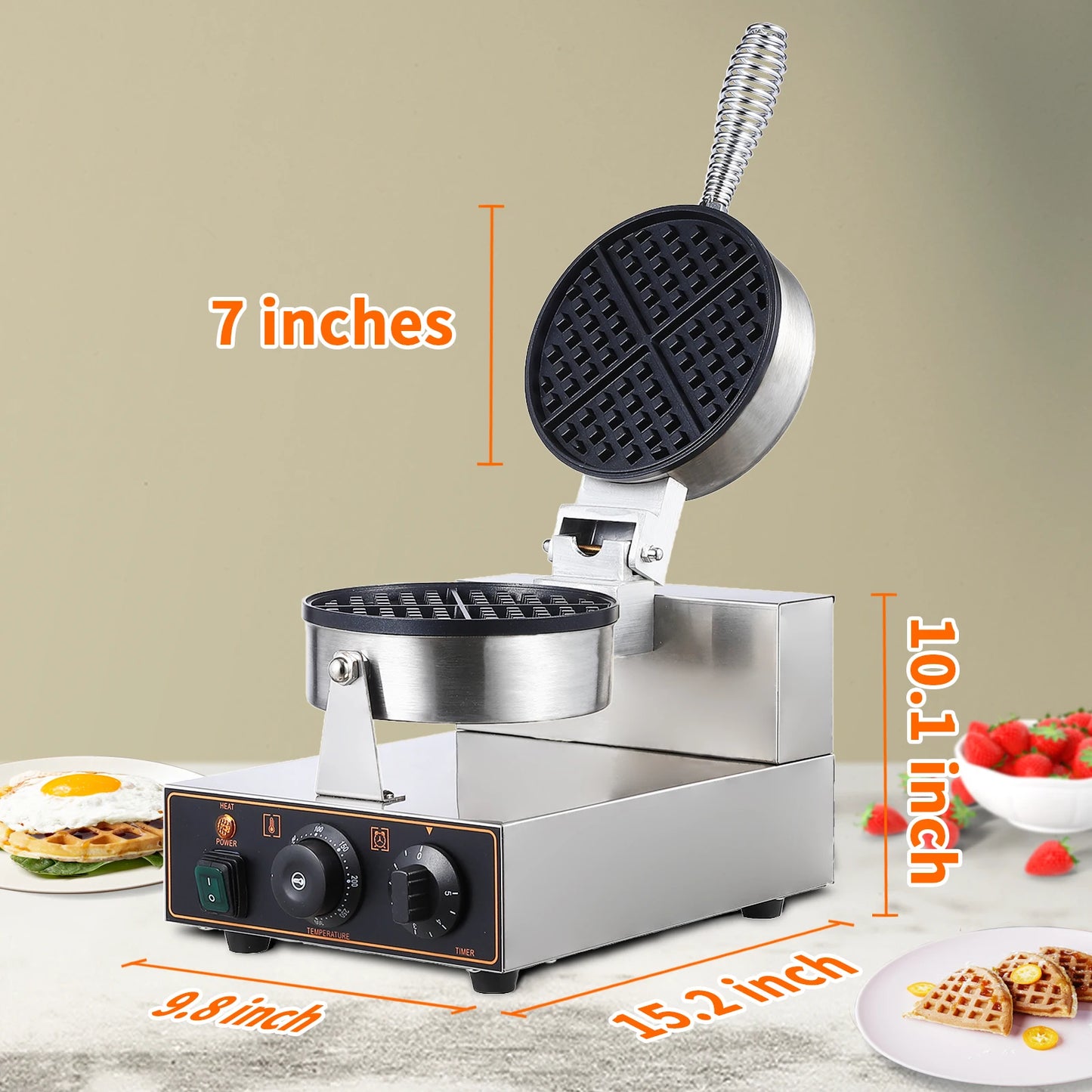 Acekool Electric Waffle Maker With Time Temperature Control