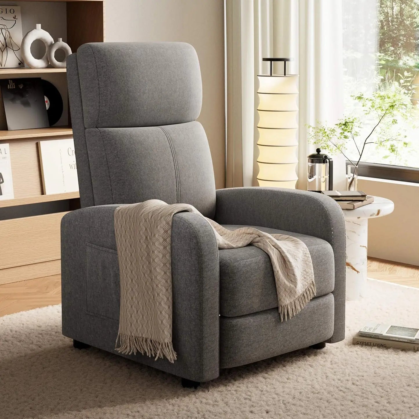 HiMISSCN Push Back Recliner Chair for Adults With Side Pocket
