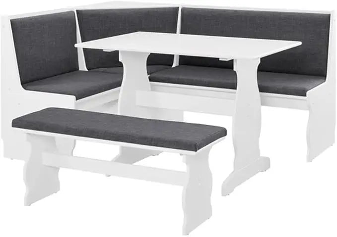 XMSJ Patio Conversation 3 Piece Nook Set With Upholstered Bench