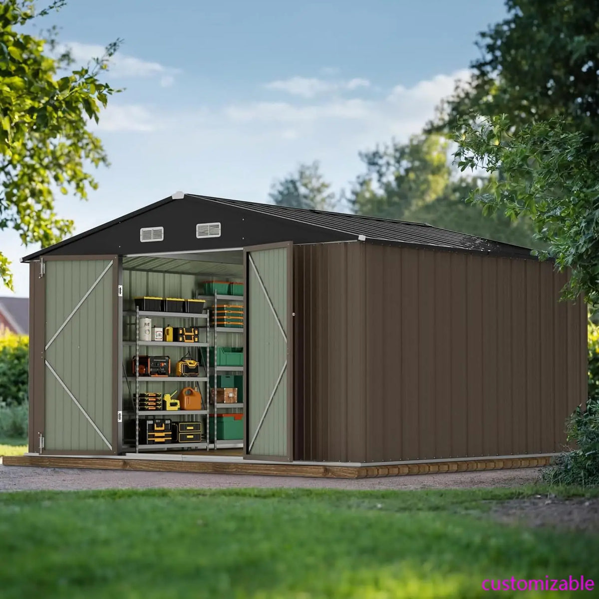 XMSJ Outdoor Metal Storage Shed For Garden And Backyard