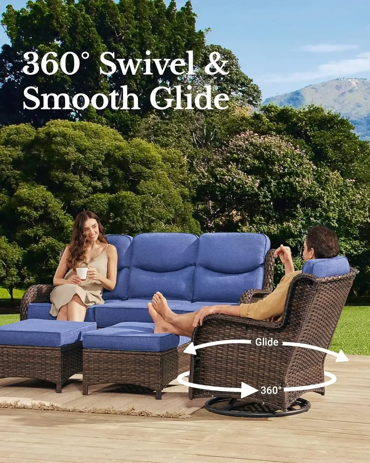 Luxury Wicker Patio Furniture Set With Cushions 7 Piece Outdoor