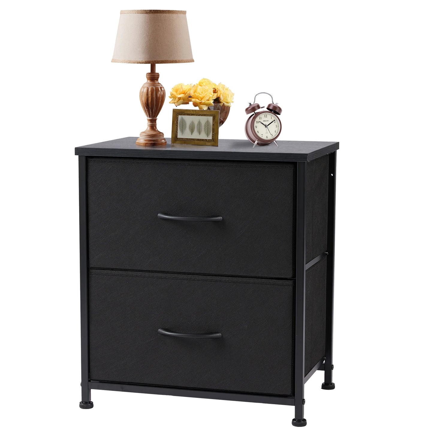 Angies Home Store JHK UltraFunctionalNightstand With Fabric Drawers And StorageSolutions