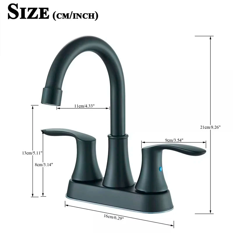 Suguword Dual Handle Deck Mounted Bathroom Faucet Hot Cold Water