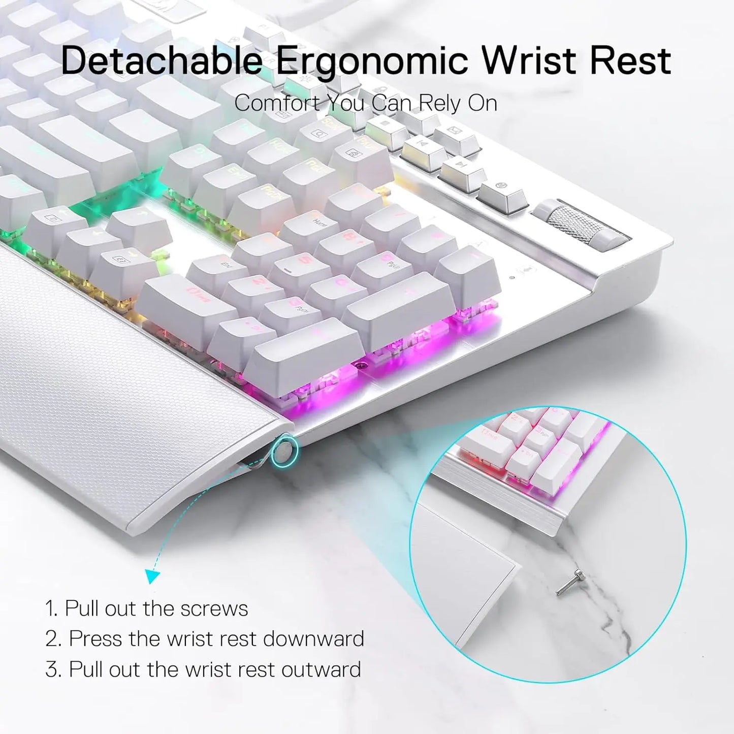 Redragon K550 Wired Mechanical Keyboard With Wrist Rest 104 Keys