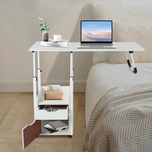Bymaocar Foldable Laptop Desk With Wheels Height Adjustable Bedside Table