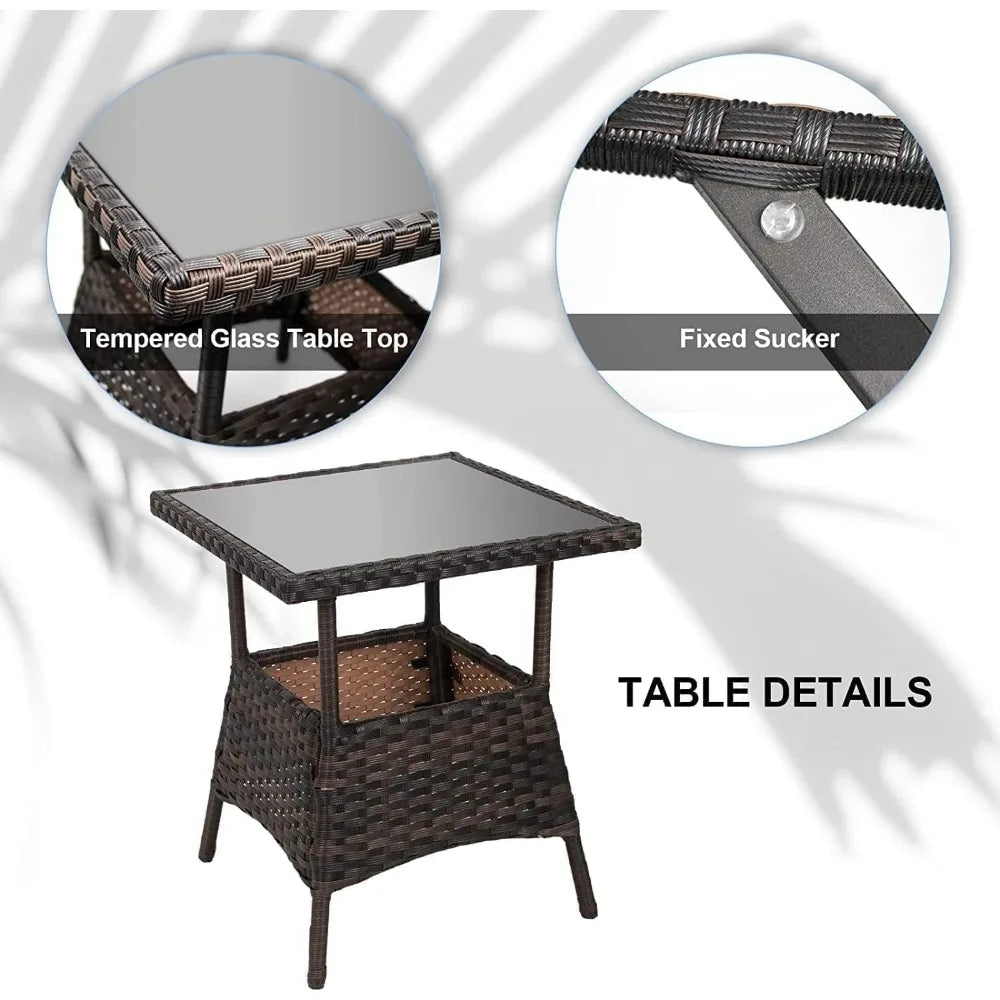 Leveleve Outdoor Rocking Bistro Set 3-Piece With Glass Table