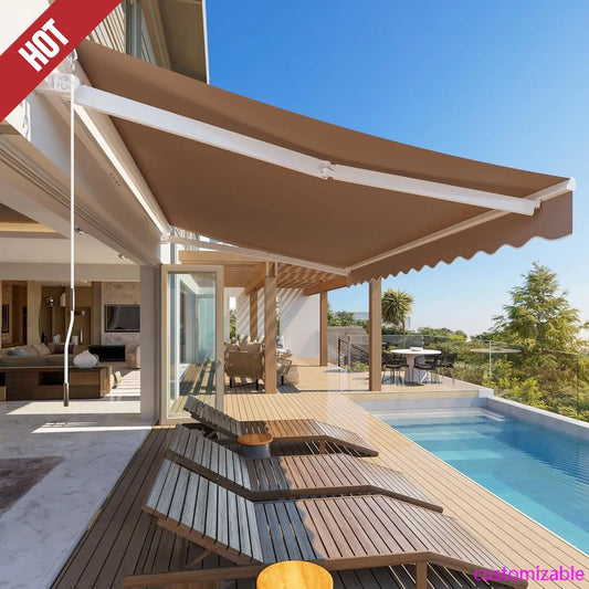 XMSJ Retractable Awning Sun Shade Shelter For Outdoor Patio