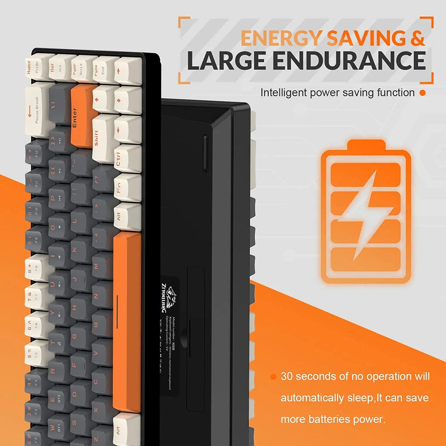 Attack Shark RK68 Wireless Mechanical Keyboard Bluetooth 5.0 2.4GHz Dual Mode