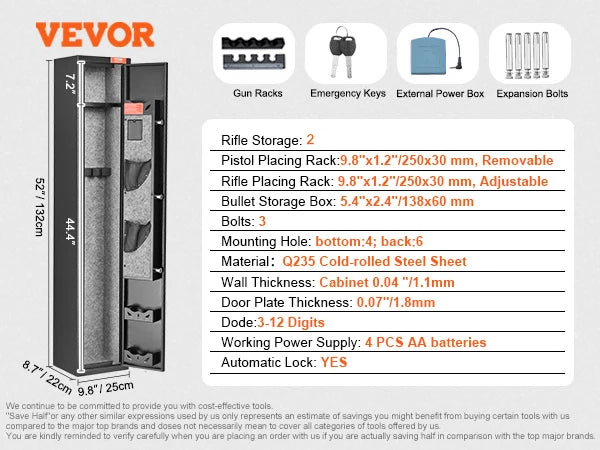 VEVOR Gun Safe With Digital Keypad And Removable Shelf