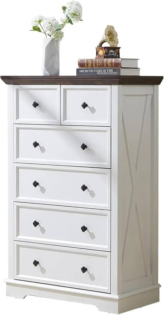XUYUAN Farmhouse WardrobeDresser With Six Drawers SolidOakwood BedroomStorage Cabinet