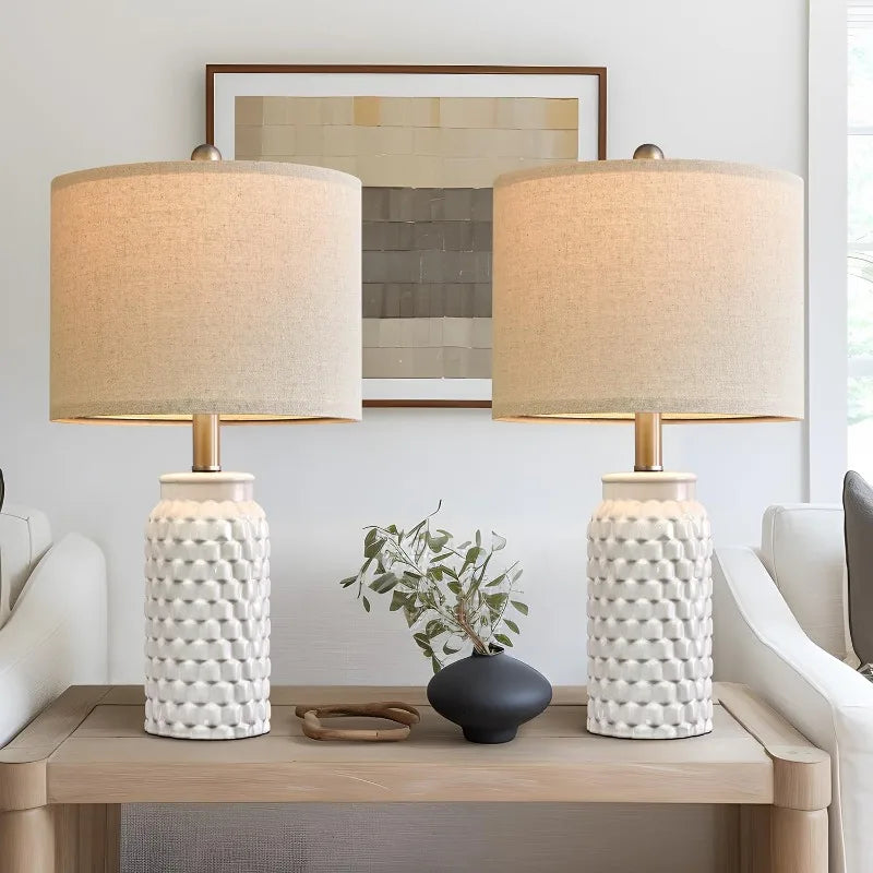 Modern Ceramic Bedside Lamp Set For Bedroom And Living Room