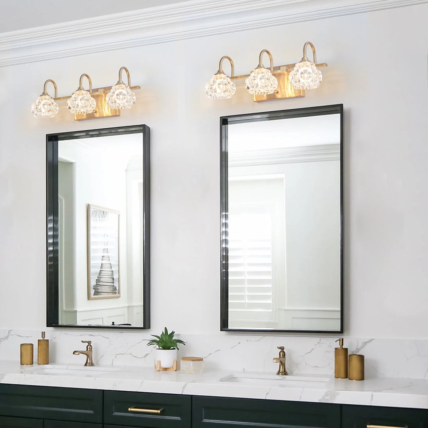 ARLGSITE Modern Vanity Light Three Light Crystal Bathroom Wall Sconce