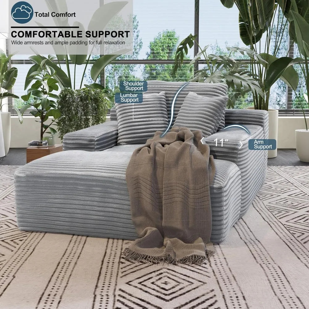 ZHUOTING Cozy Oversized Chaise Lounge Chair With 3 Pillows