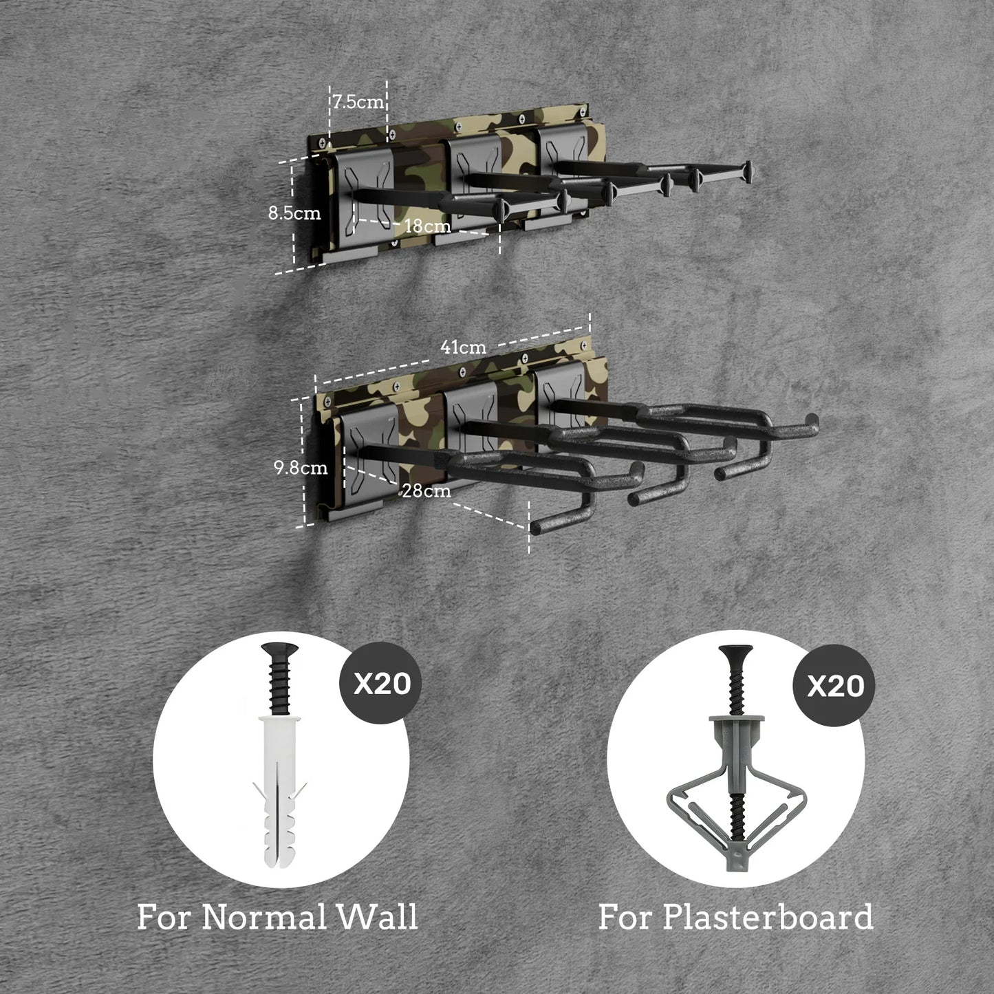 Heavy Duty Steel Gun Rack With Adjustable Slots Wall Mount