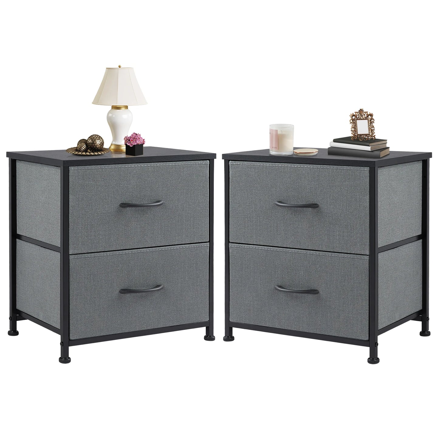 Angies Home Store JHK UltraFunctionalNightstand With Fabric Drawers And StorageSolutions