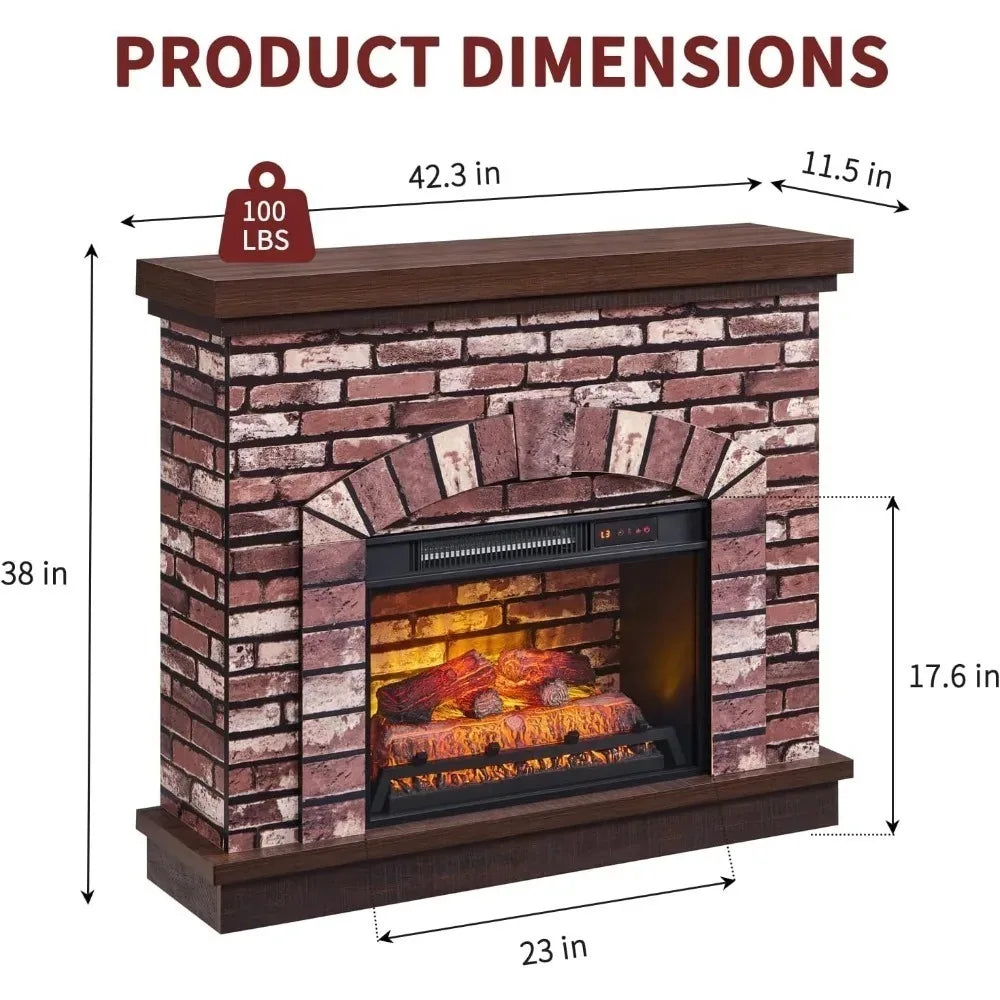 CHENGWEI Farmhouse Electric Fireplace Mantel TV Stand With Remote Heater