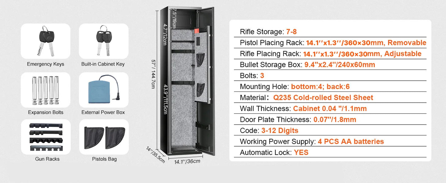 SucceBuy Rifle Gun Safe With Digital Keypad And Removable Shelf