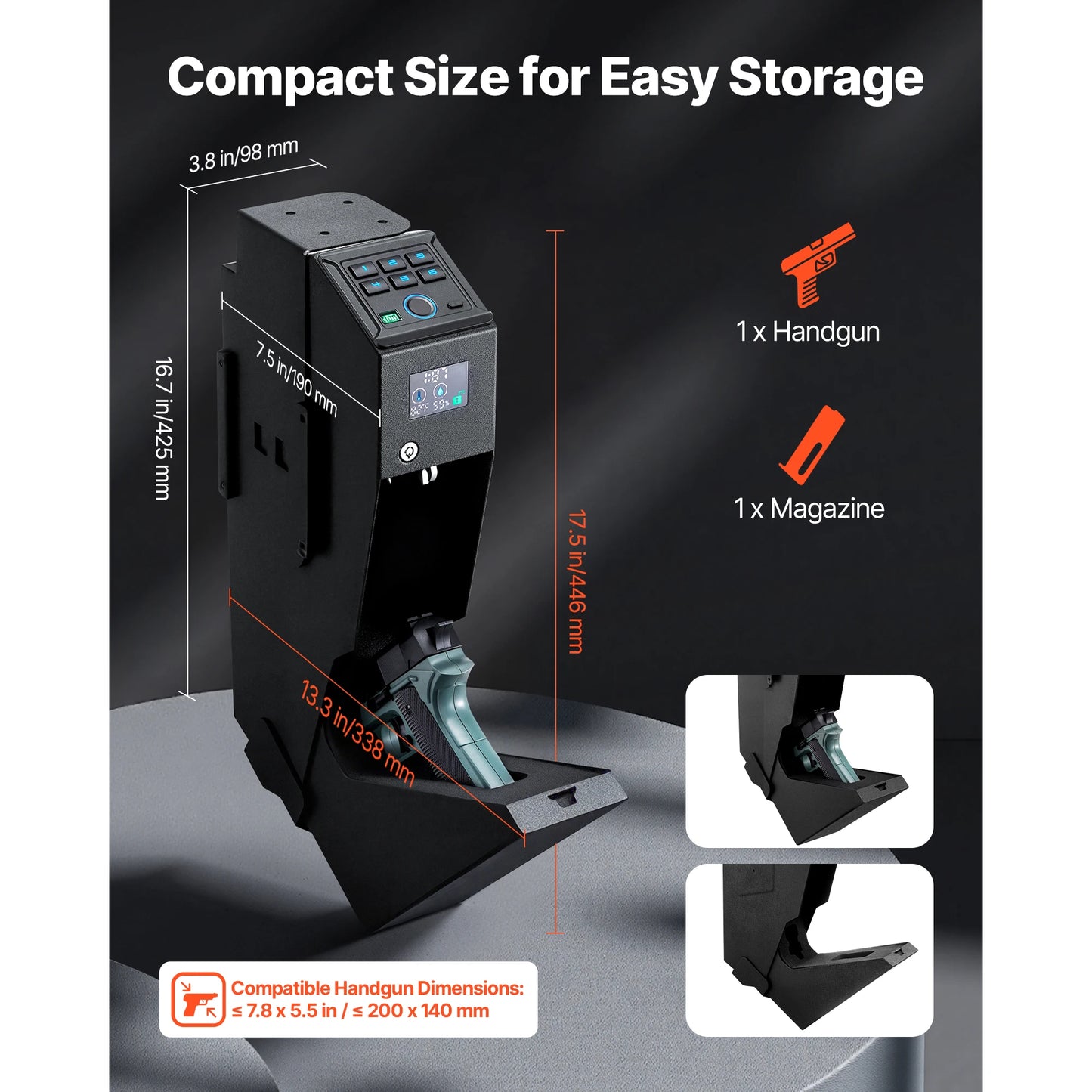 SucceBuy Gun Safe Slider 3Way With Fingerprint Code Key LED