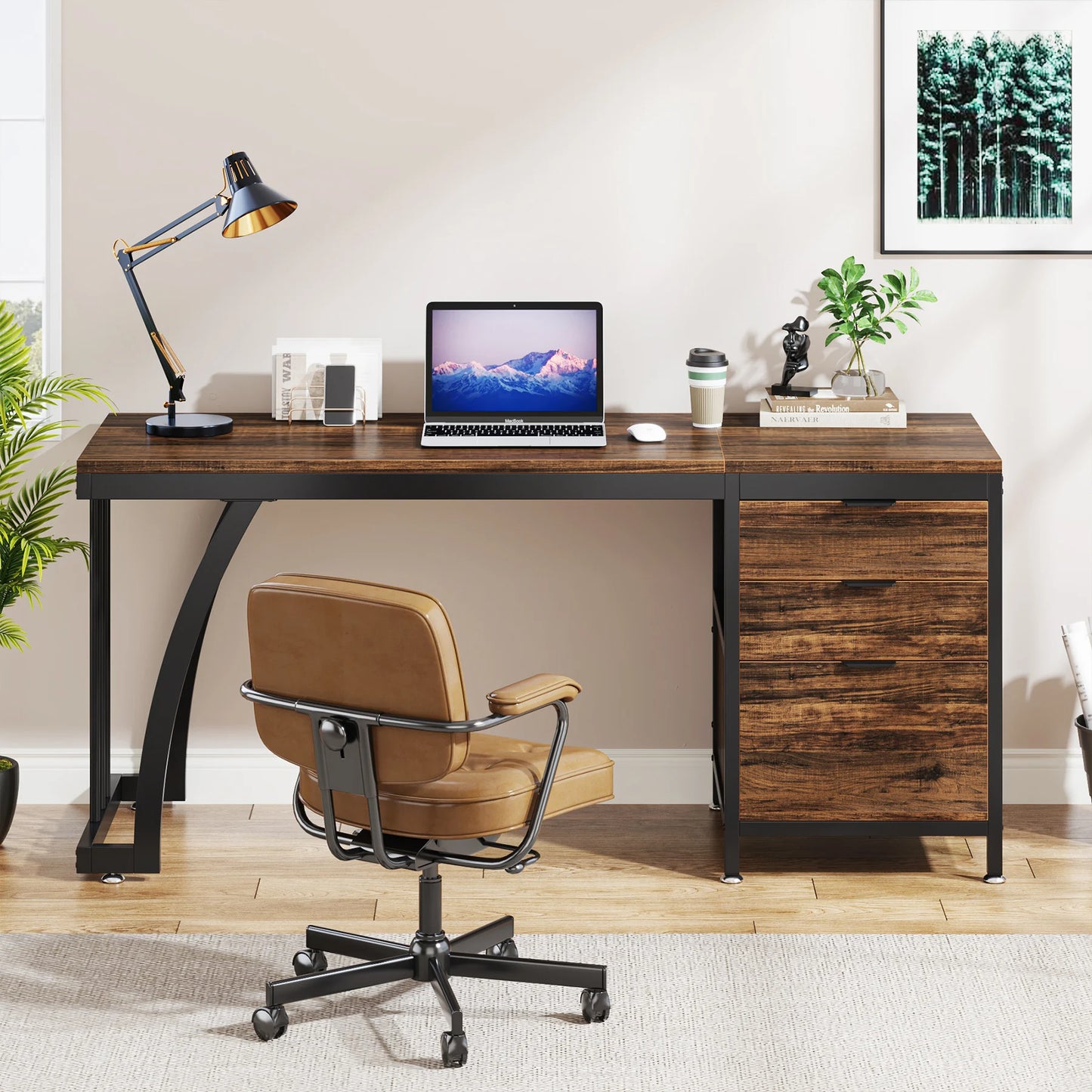 Tribesigns Computer Desk With 3 Drawers And Reversible Drawers