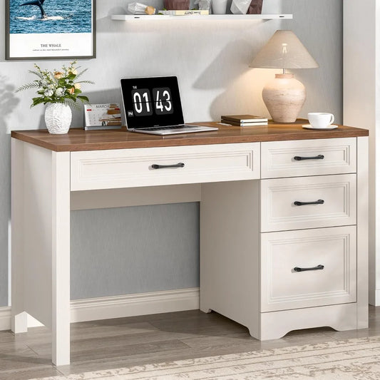 Farmhouse Executive Desk With Storage And File Drawers