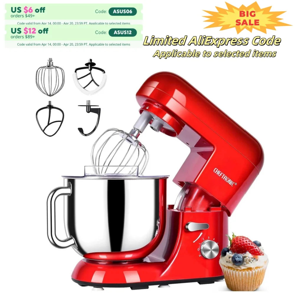 Cheftronic 6 Speed Stand Mixer With Stainless Steel Bowl