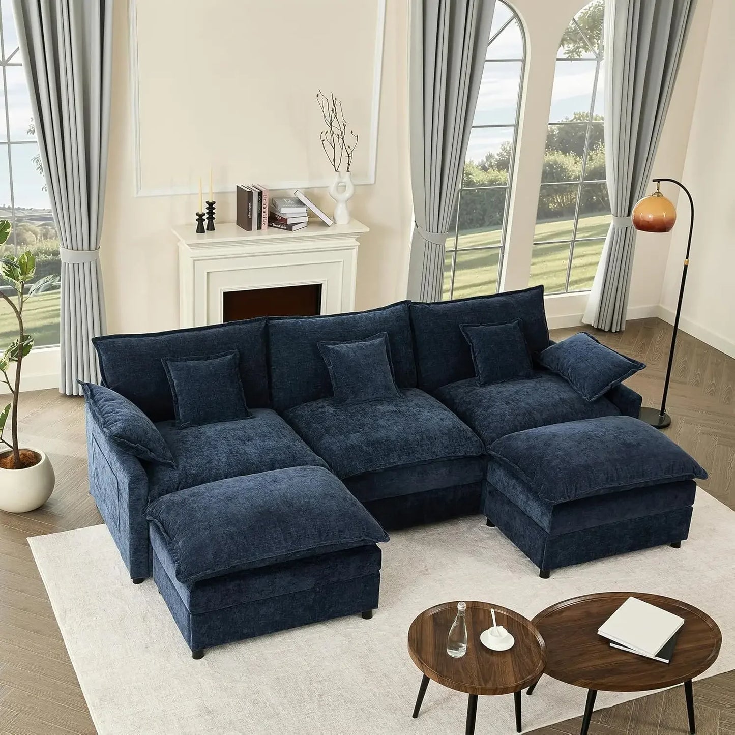 Angduo Modular U Shaped Sofa With Movable Ottoman Sectional