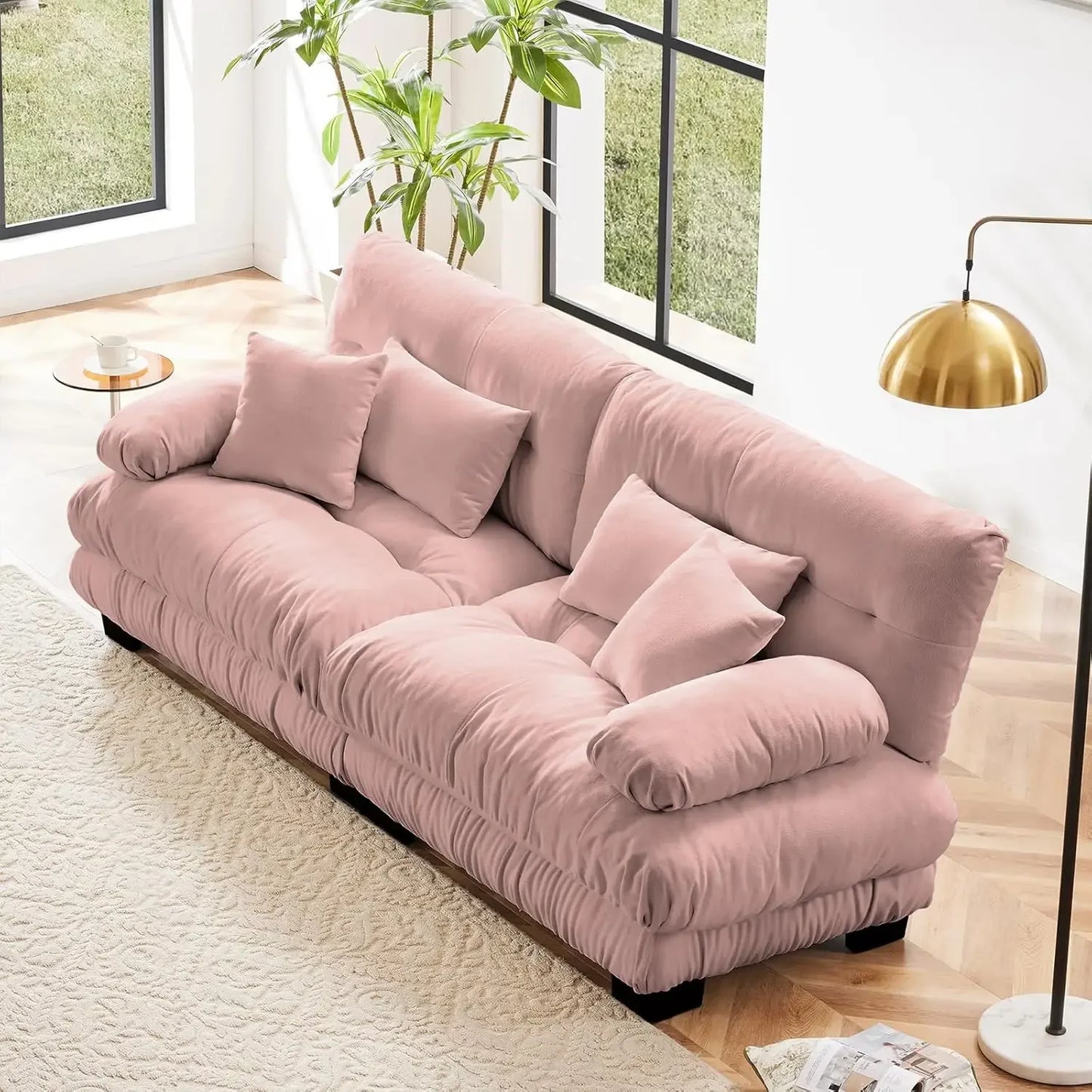 HUANZHUANG Velvet Modular Loveseat Sofa for Living Room