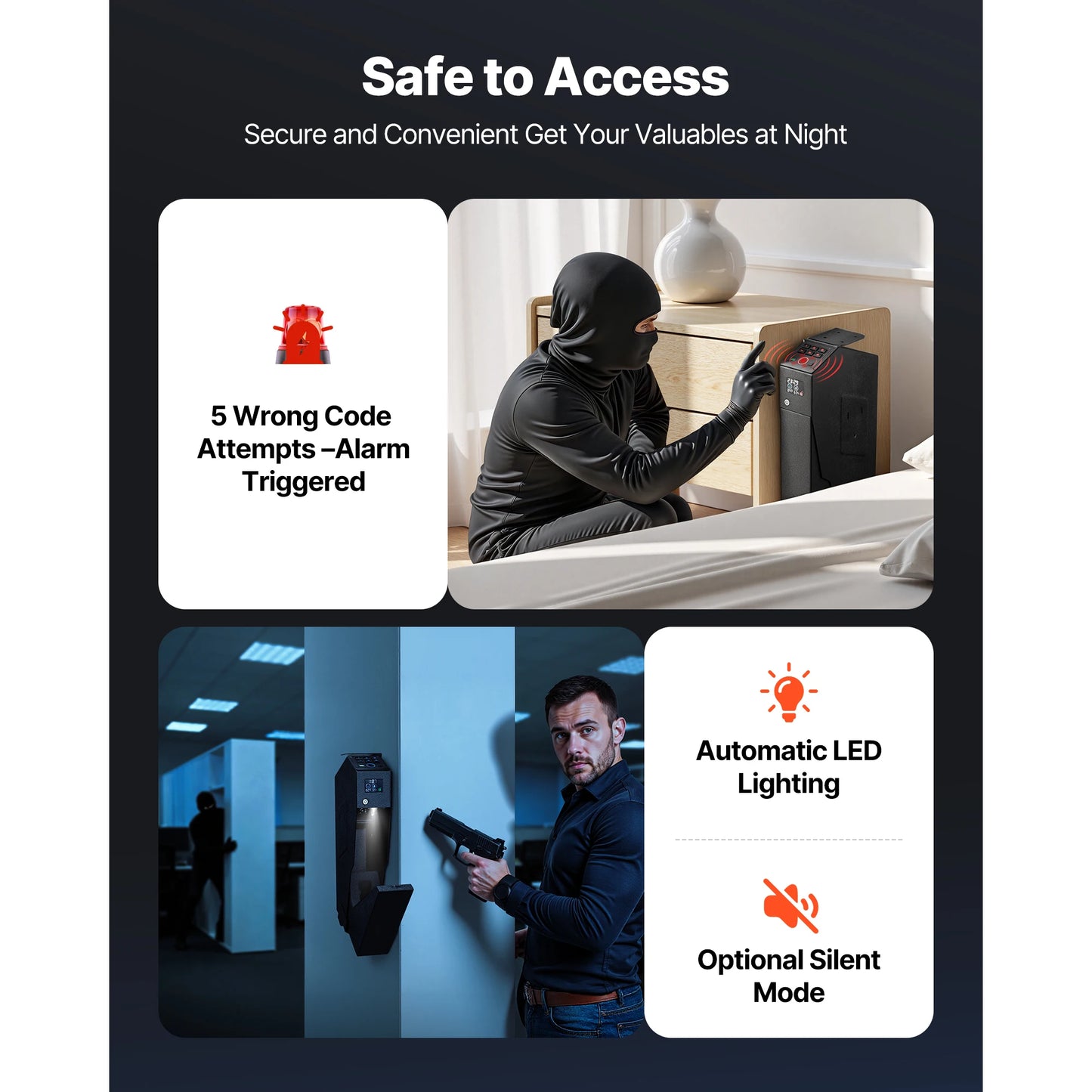 SucceBuy Gun Safe Slider 3Way With Fingerprint Code Key LED