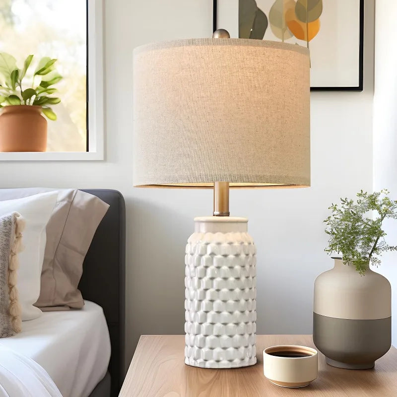 Modern Ceramic Bedside Lamp Set For Bedroom And Living Room