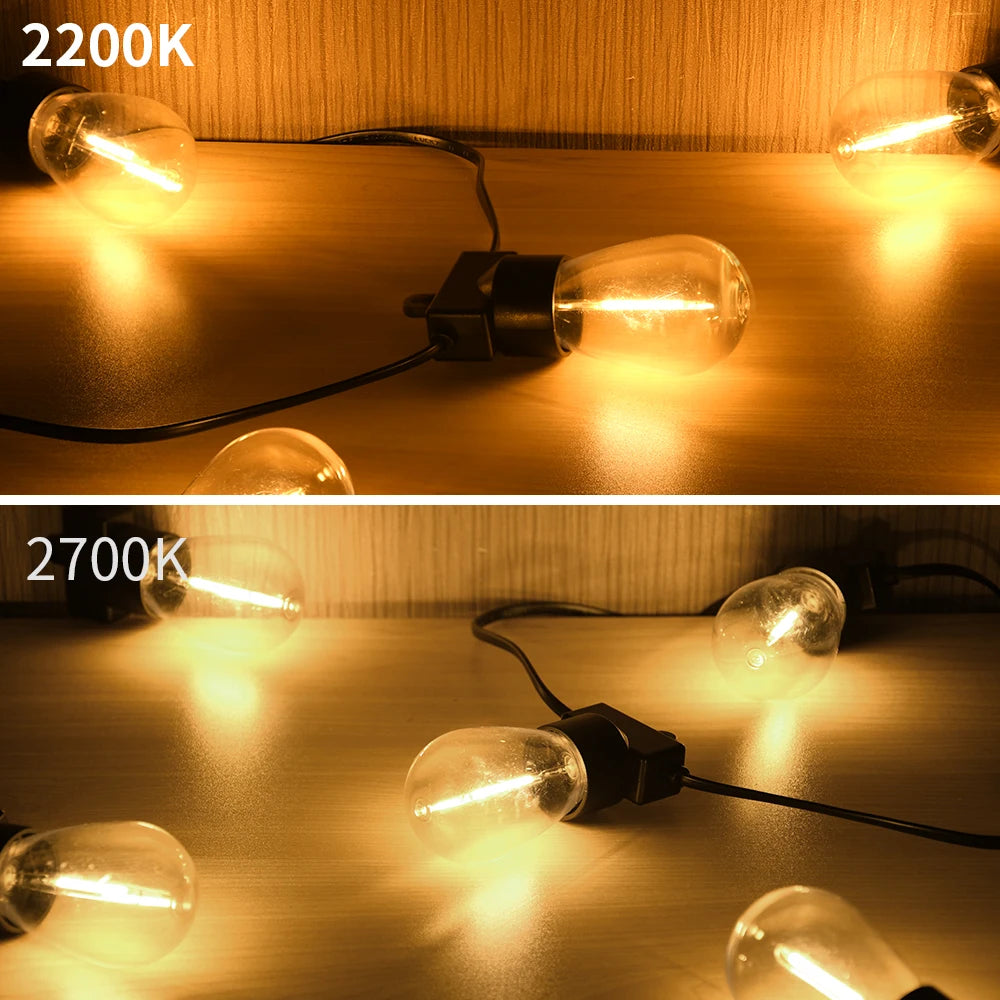 Burhui LED Outdoor Garden Light String 2 Pack Festoon Lights for Weddings