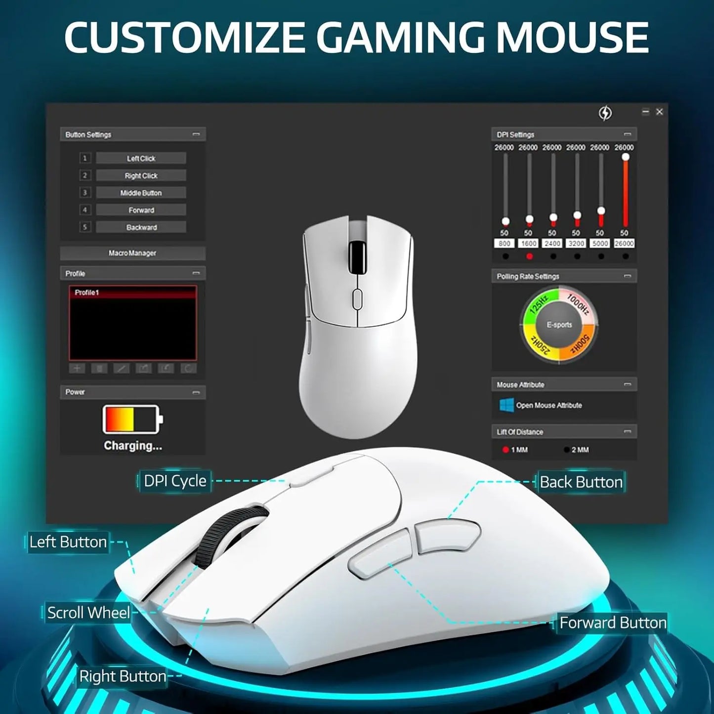 Attack Shark R1 Wireless Gaming Mouse With TriMode Connection