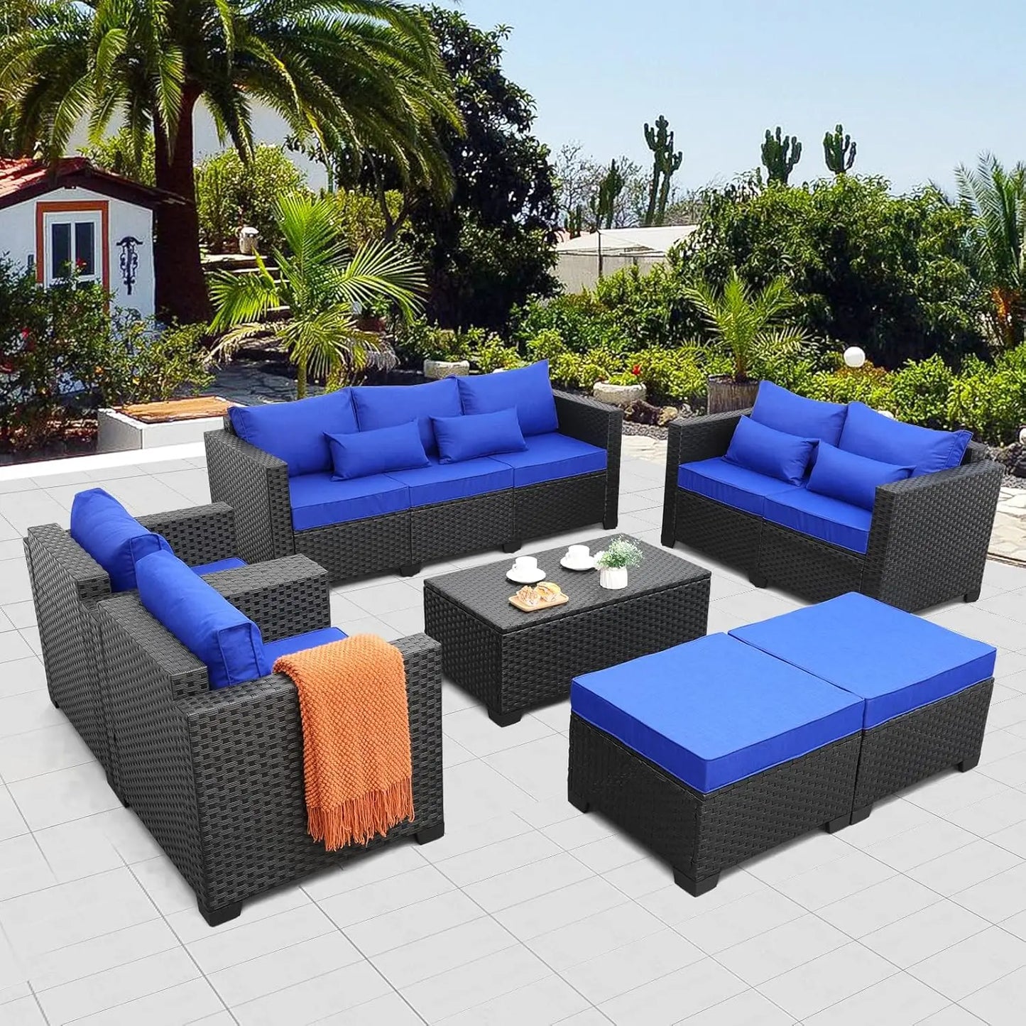 Patio Furniture Set Sectional Outdoor With Storage Table