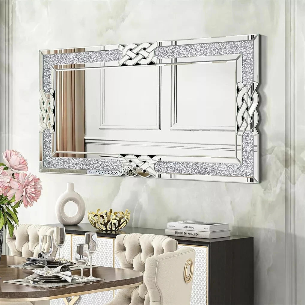Wisfor Crushed Diamond Wall Mirror With Crystal Edge Frame