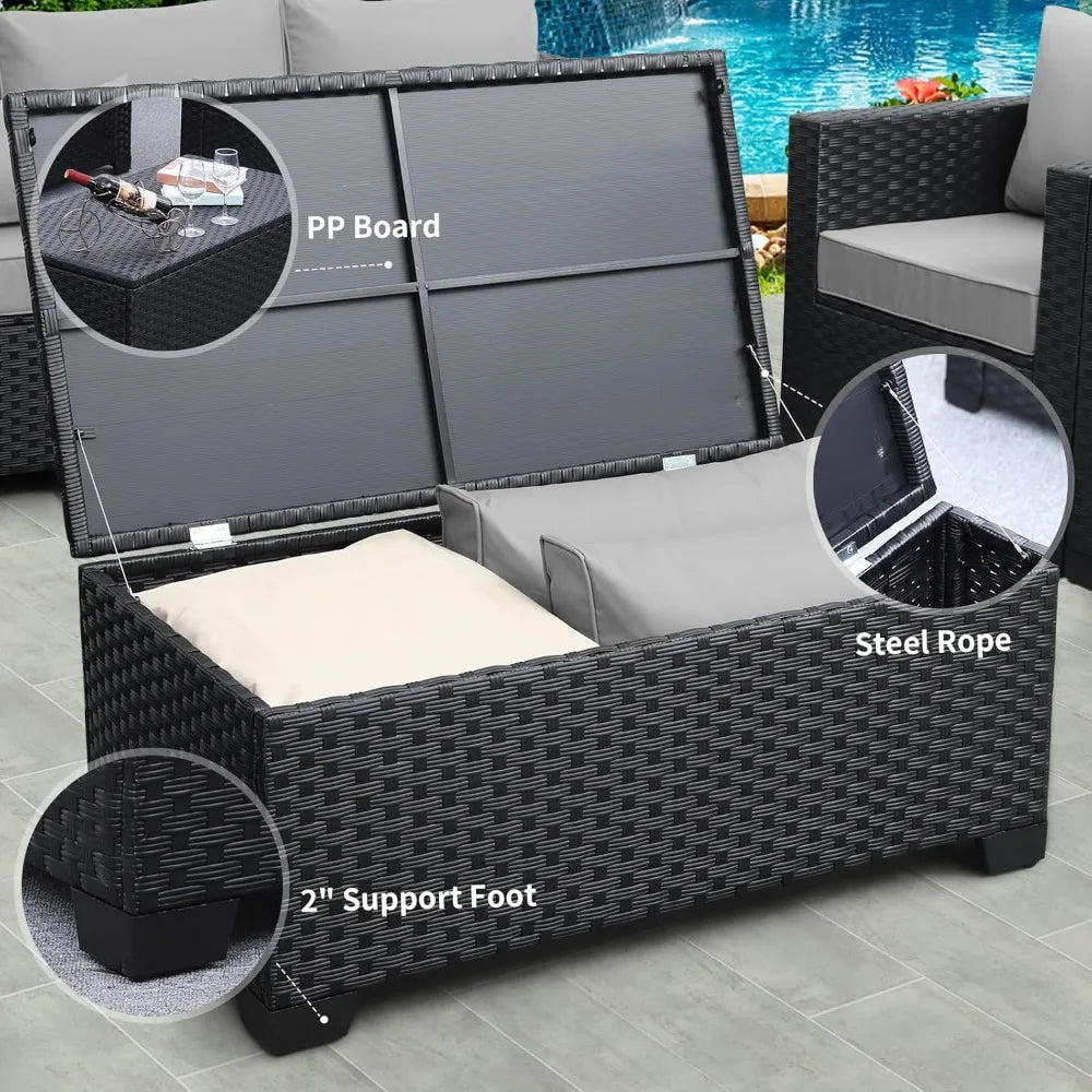Patio Furniture Set Sectional Outdoor With Storage Table