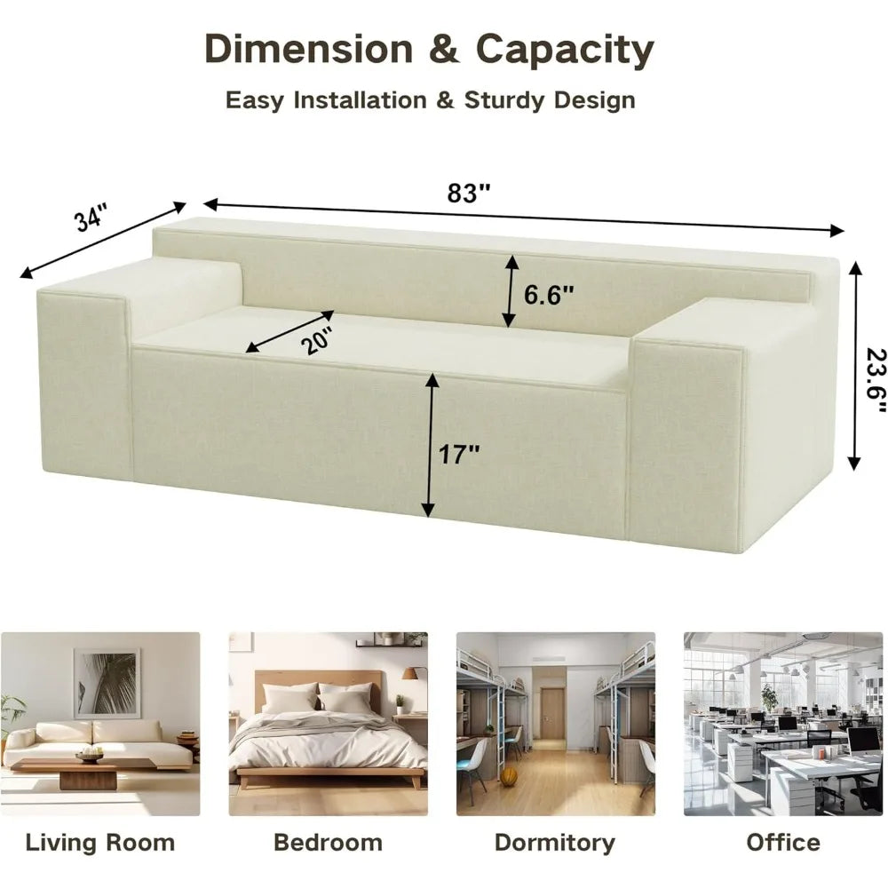 Modular Sectional Sofa Corduroy With Movable Cushions